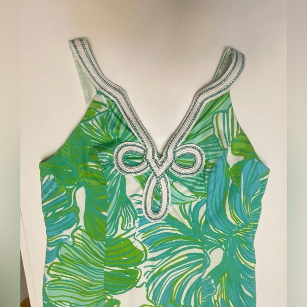 Vintage Lilly Pulitzer Tessa Shift Dress in Green Sheen Fronds Place. Size 6 - Picture 7 of 8
